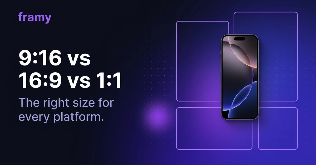 Best Aspect Ratio for App Demo Videos: 9:16 vs 16:9 vs 1:1 — Framy iPhone mockup guide cover image