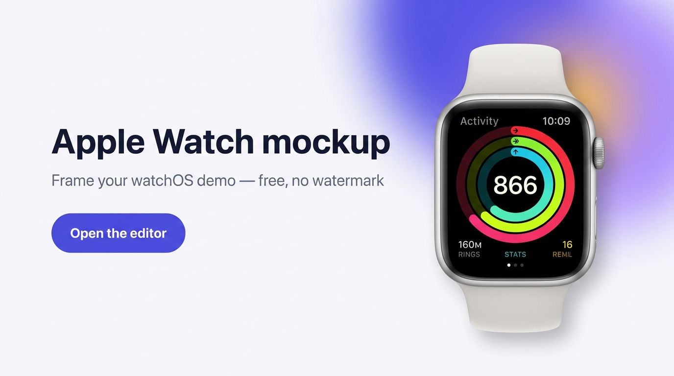 Apple Watch mockup with a watchOS app demo video
