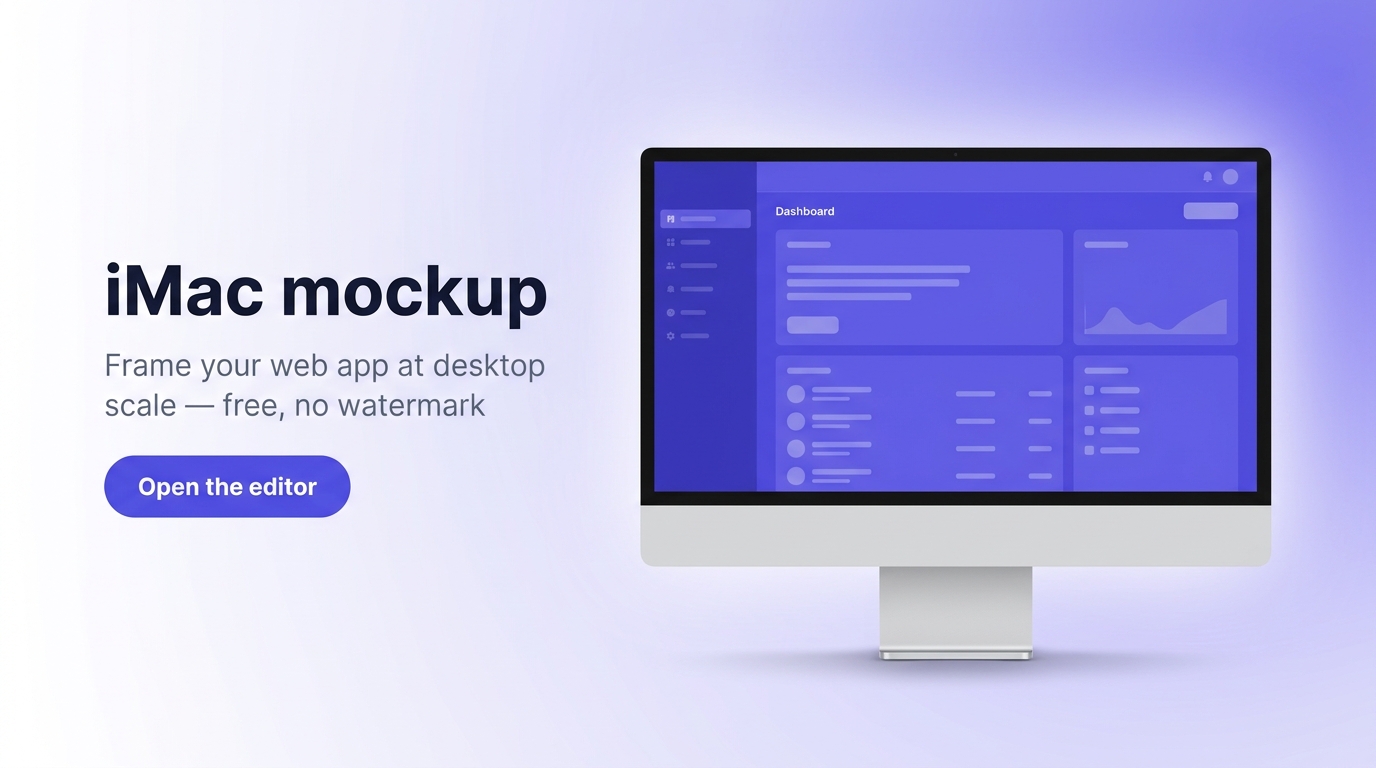 iMac mockup with a desktop web app demo video